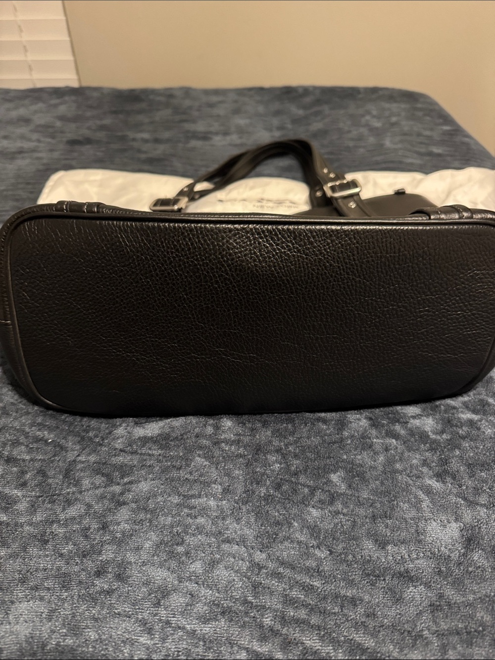 Coach Black Pebbled Leather Double-Strap Tote with Silver Hardware - Picture 3 of 4